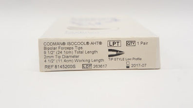 Codman 8145200S Isocool AHT Bipolar Forceps Tips 9 1/2inch Length 2mm Tip (x)
